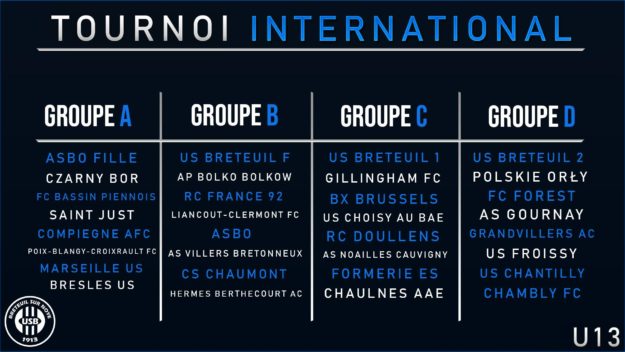 Groupes tournoi U13 international 2018