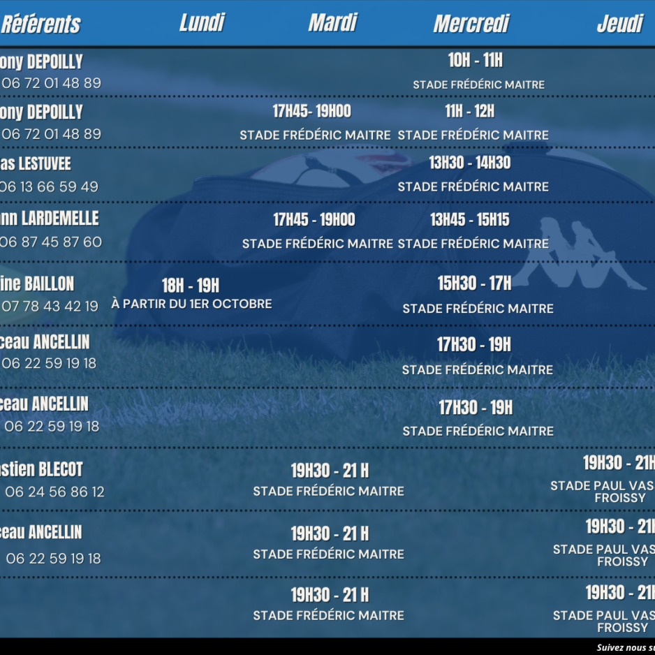 (version JD) Planning des entrainements (2)
